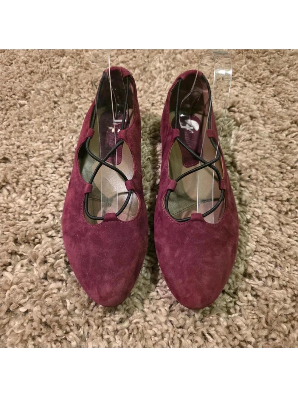 Earth Earthies Y2K Maroon Suede Leather ballet flats sz 8 US - Picture 4 of 8